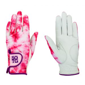 Golfhandschuhe für Damen im Design Batic Purple aus Cabretta-Leder für Linkshänder