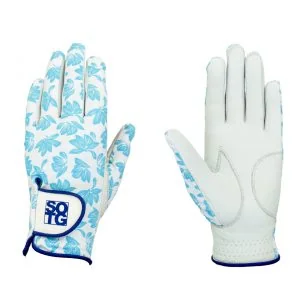 Golfhandschuhe für Damen im Design Blue Jess aus Cabretta-Leder für Linkshänder