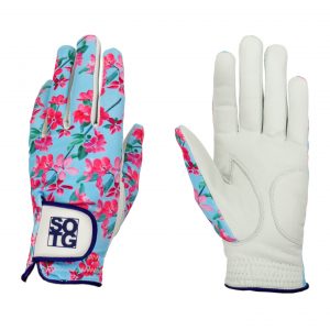 Golfhandschuhe für Damen im Design Cherry aus Cabretta-Leder für Linkshänder