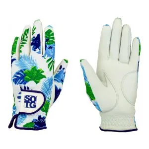 Golfhandschuhe für Damen im Design Tropic Blue aus Cabretta-Leder für Linkshänder