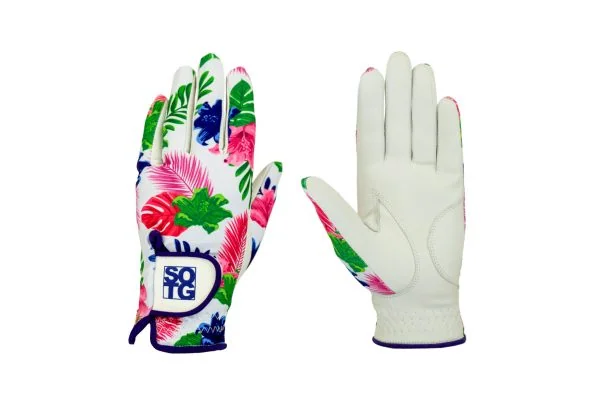 Golfhandschuhe für Damen im Design Tropic Pink aus Cabretta-Leder für Linkshänder