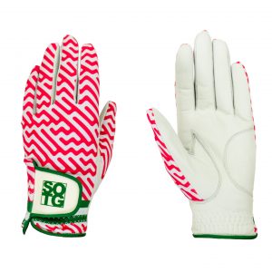 Golfhandschuhe für Damen im Design Pink Line aus Cabretta-Leder für Linkshänder